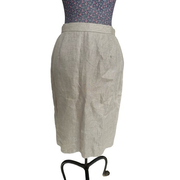 Burberrys Vintage Linen Blend Pencil Skirt Size 4 - Picture 1 of 8